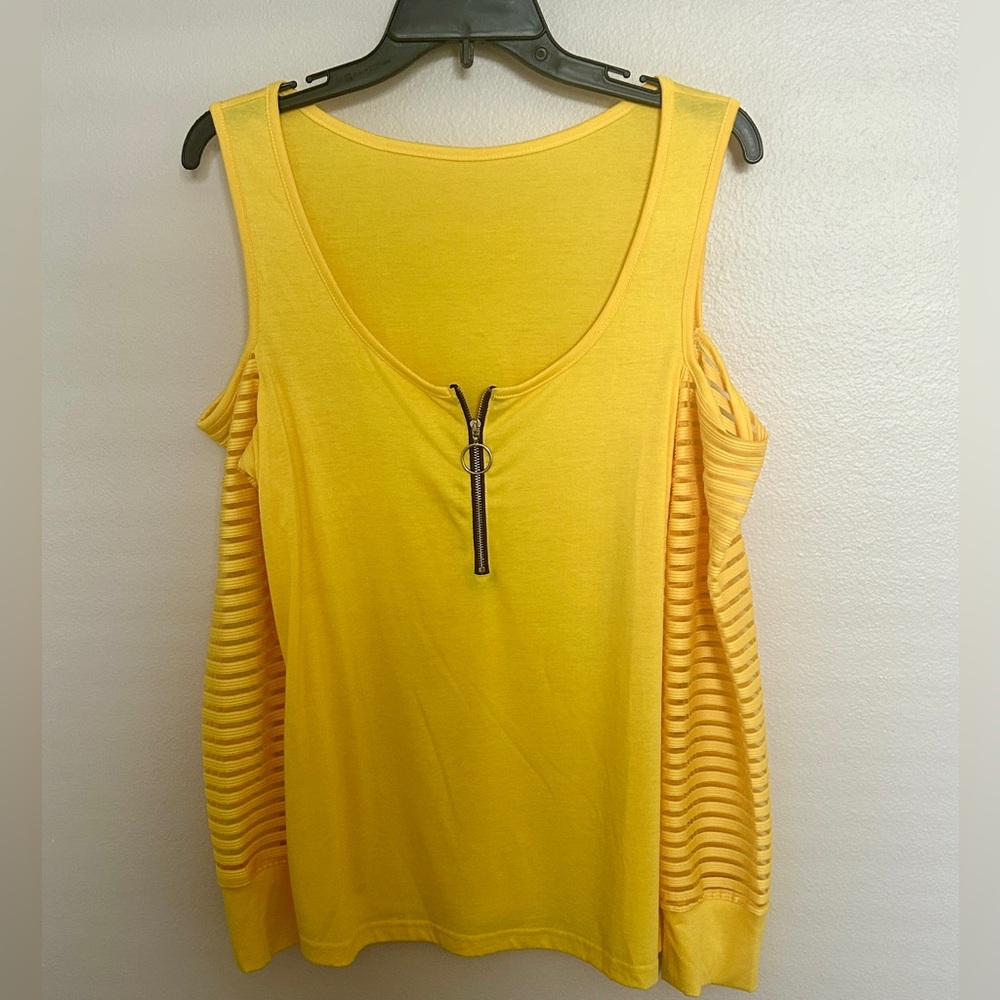 NWOT Cold Shoulders Yellow Top with Front Zipper